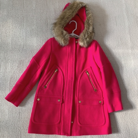 NWT JCrew Chateau Stadium Cloth Parka Coat Pink Size 2 - Picture 2 of 8